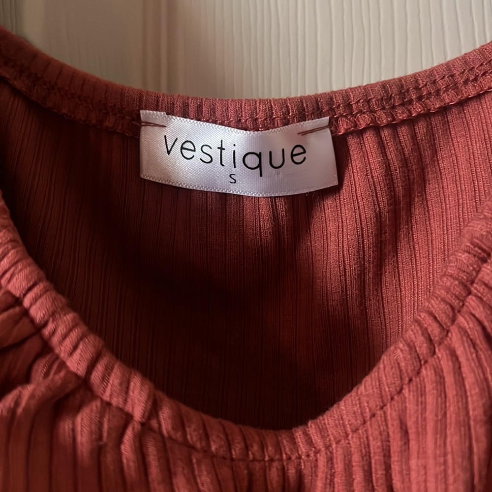 Vestique Ribbed Rust Mini Dress - Picture 6 of 7